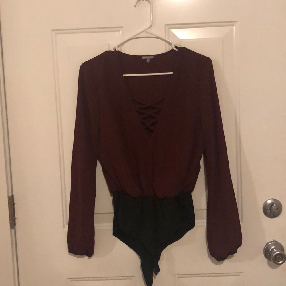 Dark red body suit